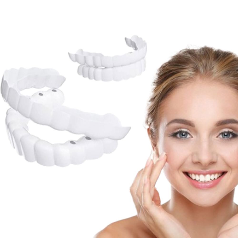 2 Pairs Cosmetic Veneers Teeth Temporary Teeth Braces Smile Teeth Smile Dentures Veneer Fake White Teeth for Men and Women for a Confident Smile 