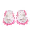 minkissy Peep-toe Mop Slippers Indoor Dusting Household Cleaning Slippers Removable Canvas Floor-wipe Shoes Washable Chenille Fabric, One Size Pink Floral for Home view 1
