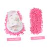 minkissy Peep-toe Mop Slippers Indoor Dusting Household Cleaning Slippers Removable Canvas Floor-wipe Shoes Washable Chenille Fabric, One Size Pink Floral for Home view 3