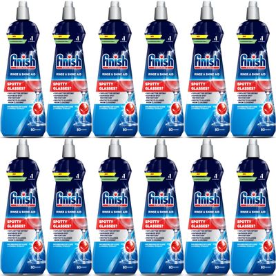 Finish Dishwasher Rinse & Shine Aid | For Drier Glasses and Spot Prevention | Pack of 12, 400ml each | Packaging May Vary
