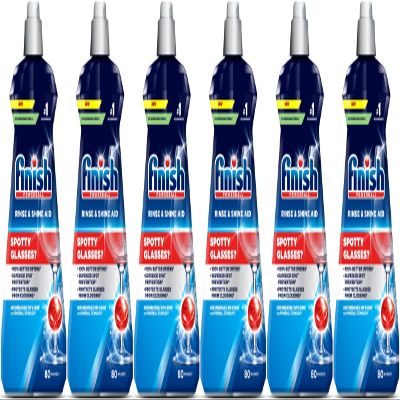 Finish Dishwasher Rinse & Shine Aid | For Drier Glasses and Spot Prevention | Pack of 6, 400ml each | Packaging May Vary