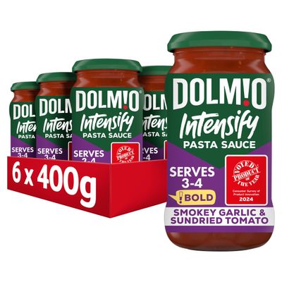 Dolmio Intensify Bold Smokey Garlic & Sundried Tomato Pasta Sauce Jar, Bulk Multipack 6 x 400g