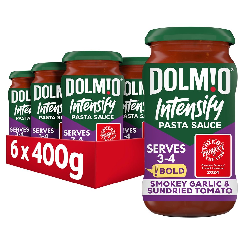 Dolmio Intensify Bold Smokey Garlic & Sundried Tomato Pasta Sauce Jar, Bulk Multipack 6 x 400g