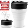 Tilcore Collapsible Protein Shaker & Water Bottle Food-Grade, Leakproof Lid 600mL/20oz Shaker Cup - Reusable Silicone Shaker Cups for Protein Shakes with Mixing Ball for Gym-goers & Travelers - White view 1