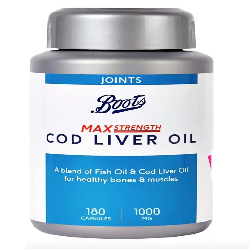 Boots Max Strength COD Liver Oil 180 Capsules Healthy Bone Muscle 6 Month Supply