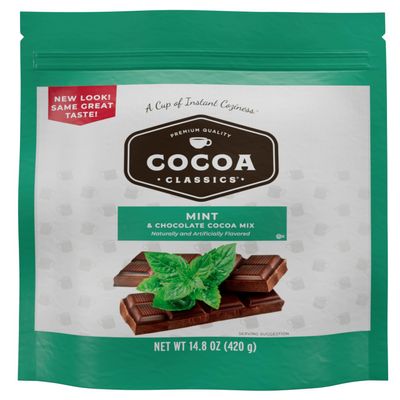 Cocoa Classics Mint Cocoa Blend Made with Fat Free Milk, Just Add Hot Water, Gluten Free and Kosher, Milk Friendly, 420ml Bag (Pack of 1)