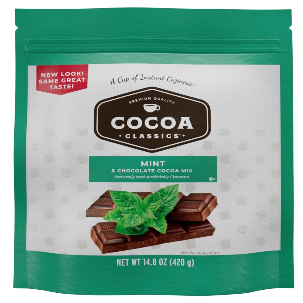 Cocoa Classics Mint Cocoa Blend Made with Fat Free Milk, Just Add Hot Water, Gluten Free and Kosher, Milk Friendly, 420ml Bag (Pack of 1)