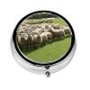 Sheep and Lambs Printed Mini Round Pill Box,Pill Box 3 Compartment Medicine Pill Case, Pill Organizer Travel Pillbox, Portable Pill Box for Pocket, Home, Office Use view 2