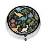 Cute Dinosaur Printed Mini Round Pill Box,Pill Box 3 Compartment Medicine Pill Case, Pill Organizer Travel Pillbox, Portable Pill Box for Pocket, Home, Office Use view 2