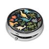 Cute Dinosaur Printed Mini Round Pill Box,Pill Box 3 Compartment Medicine Pill Case, Pill Organizer Travel Pillbox, Portable Pill Box for Pocket, Home, Office Use view 3