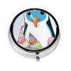Penguins Printed Mini Round Pill Box,Pill Box 3 Compartment Medicine Pill Case, Pill Organizer Travel Pillbox, Portable Pill Box for Pocket, Home, Office Use view 2