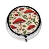Red Mushrooms Printed Mini Round Pill Box,Pill Box 3 Compartment Medicine Pill Case, Pill Organizer Travel Pillbox, Portable Pill Box for Pocket, Home, Office Use view 2