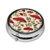 Red Mushrooms Printed Mini Round Pill Box,Pill Box 3 Compartment Medicine Pill Case, Pill Organizer Travel Pillbox, Portable Pill Box for Pocket, Home, Office Use view 3