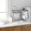 Wall Mounted Cling Film Holder, Plastic Film Dispenser and Cutter, Cling Film Dispenser with Cutter and Side Button, Multifunctional Storage Cutter Rack view 3