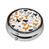 Cattle Dog Florals Printed Mini Round Pill Box,Pill Box 3 Compartment Medicine Pill Case, Pill Organizer Travel Pillbox, Portable Pill Box for Pocket, Home, Office Use view 3