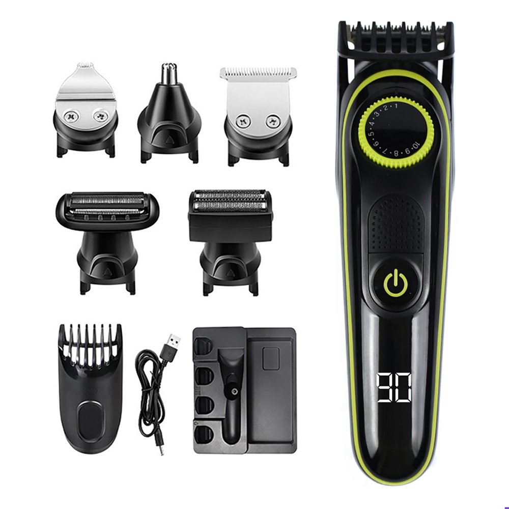 WAIKIL 5-in-1 Haircut Set for Men, Professiona Shaver,Rechargeable Trimmer with USB, Carbon Steel Trimmer, Gift for Men(GN)