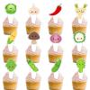 24pcs Cute Cucumbers Corn Peas Chili Dessert Cupcake Topper Funny Vegetable Theme Decor Supplies Baby Shower Boys Girls Happy Birthday Decorations view 1
