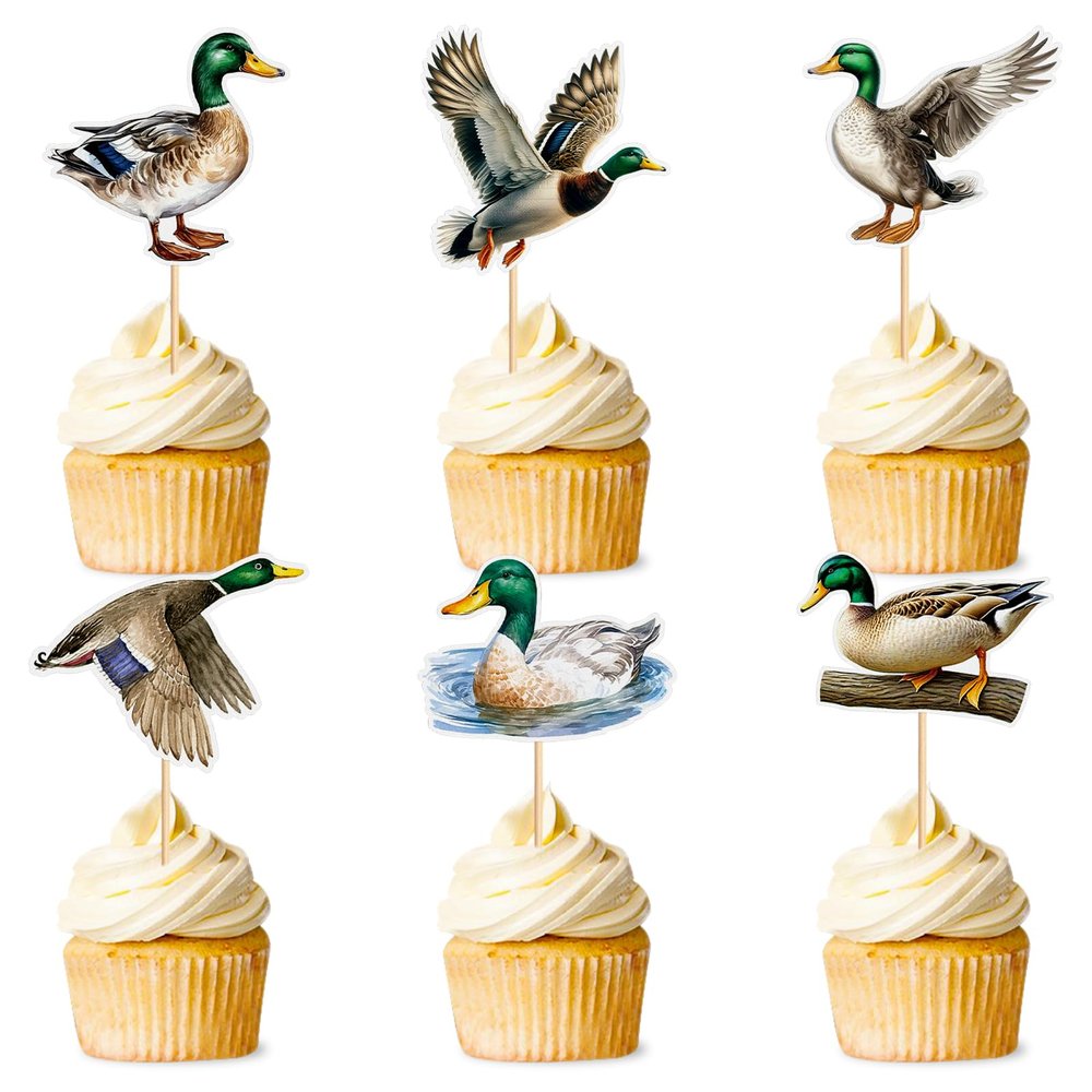 24PCS Duck Cupcake Toppers Yellow Duck Birthday Party Baby Shower Theme Decorations Party Supplies for Baby Boy Girl Birthday Duck Theme Party Cake Decorations Birthday Party Supplies green