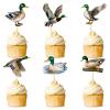 24PCS Duck Cupcake Toppers Yellow Duck Birthday Party Baby Shower Theme Decorations Party Supplies for Baby Boy Girl Birthday Duck Theme Party Cake Decorations Birthday Party Supplies green view 1