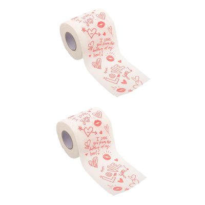 Healvian 2rolls Valentine Toilet Paper Roll Decorative Bathroom Supplies Printed Paper Towels for Dispenser Tissue
