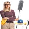 Feather Duster,Dusters For Cleaning Extendable,With30-240cm Pole Telescopic Cobweb Brush Grey4Pcs view 1