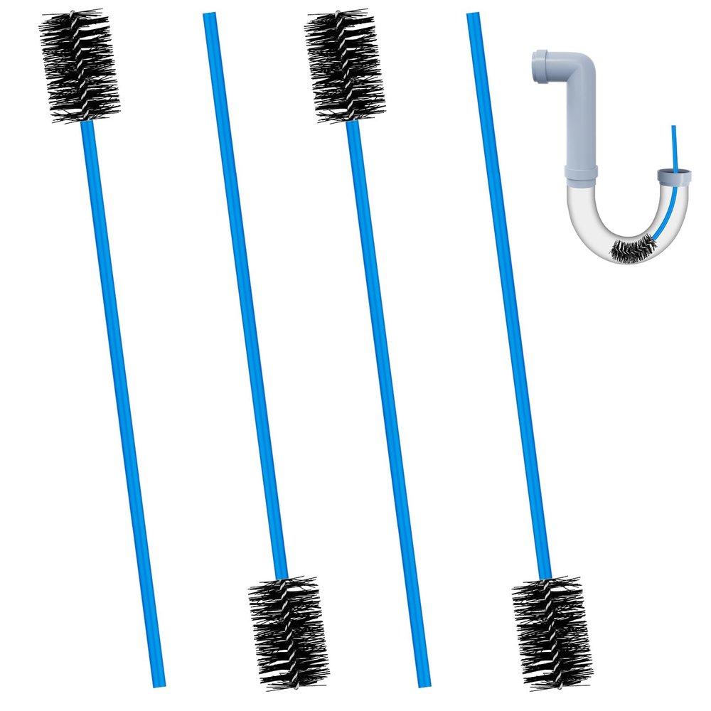4pcs Flexible Drain Brushes, 16 inch Nylon Flexible Tube Brushes with Soft Brush Head for Condensate Traps Dirt Clean