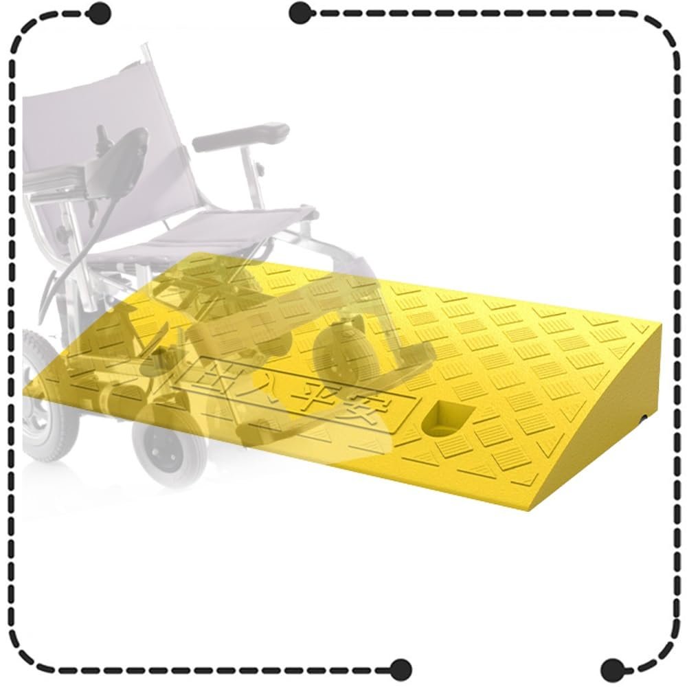 IMUNKT 2 3 4 5 6 Inch Rise Curb Ramp, Wheelchair Threshold Ramp, Rubber Kerb Ramps, Non-Slip Ramp For Driveway, Sidewalk, Car, Scooter, Supermarkets Entrance, Garage(Yellow,50x27x11cm)