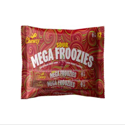 Chewzy - Mega Froozies - Center Filled Chewy Candy - Kosher Certified - Family Pack - 12 Sticks each - 360 gram (2 Pack) (2 Pack, Sour Cherry)