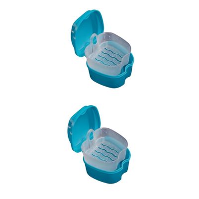 MAGICLULU 2pcs Portable Denture Case Small Denture Storage Box for Home Travel Retainer Case Storage Box for Teeth Care Random Color