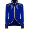 Fowjknww Medieval Clothing Men's Gold Embroidered Fashion Blazer Halloween Carnival Fancy Dress Retro Victorian Cosplay Jacket Gothic Steampunk Outfits Leisure Suit Coat, blue, 3XL view 3