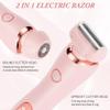 AOGOE Lady Shavers for Women 2-in-1, Waterproof Bikini Trimmer Woman, Nose Trimmer Rechargeable, Pubic Hair Trimmer for Women Wet and Dry, Painless Electric Foil Shaver for Face Underarm Legs Body view 3