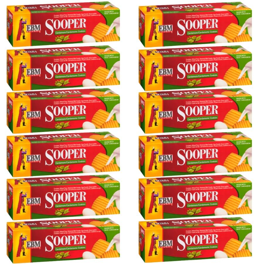 Cookies Bundle Pack with Sooper Cardamom Cookies 112g - 12 Pack | Made with Real Cardamom.