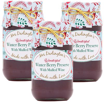 Mrs Darlingtons Winter Berry Preserve with Mulled Wine - Christmas Gold Tie - 340g - Pack of 3