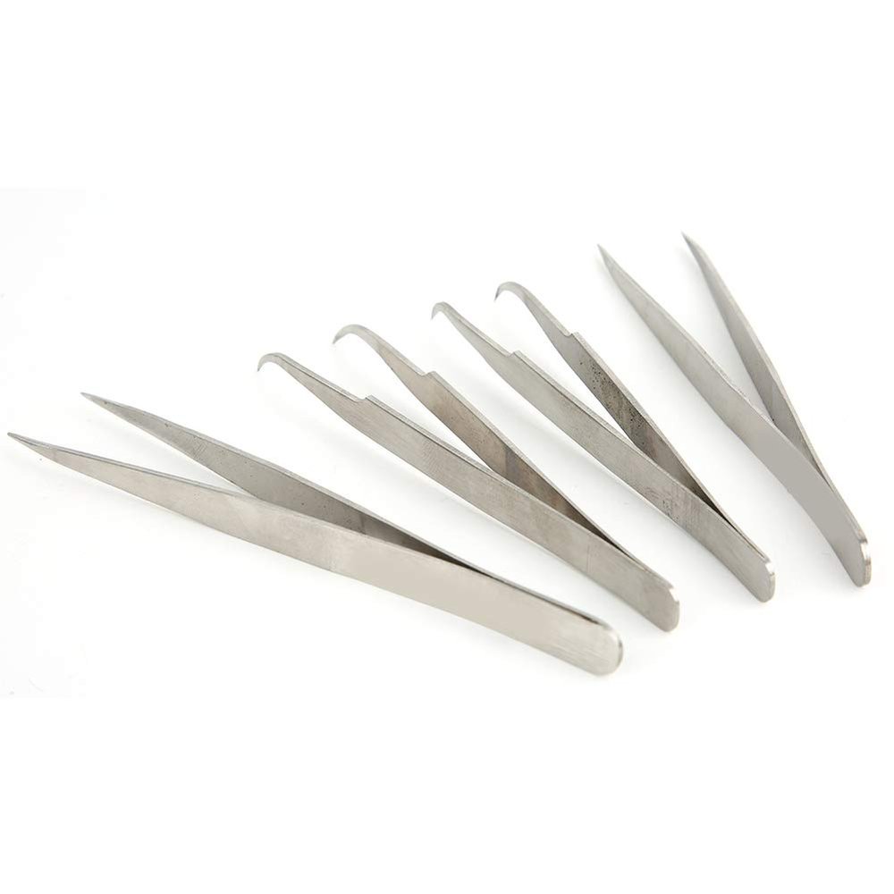 4PCS Stainless Steel Tweezer Straight Amp Curved Anti Static Tweezers Sewing Machine Accessories