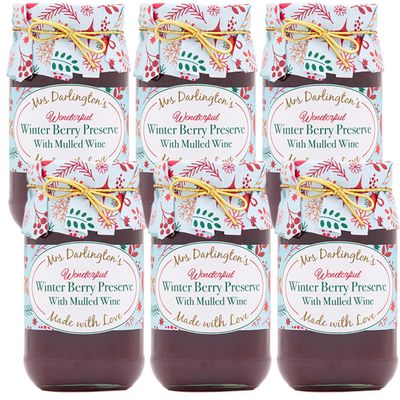 Mrs Darlingtons Winter Berry Preserve with Mulled Wine - Christmas Gold Tie - 340g - Pack of 6