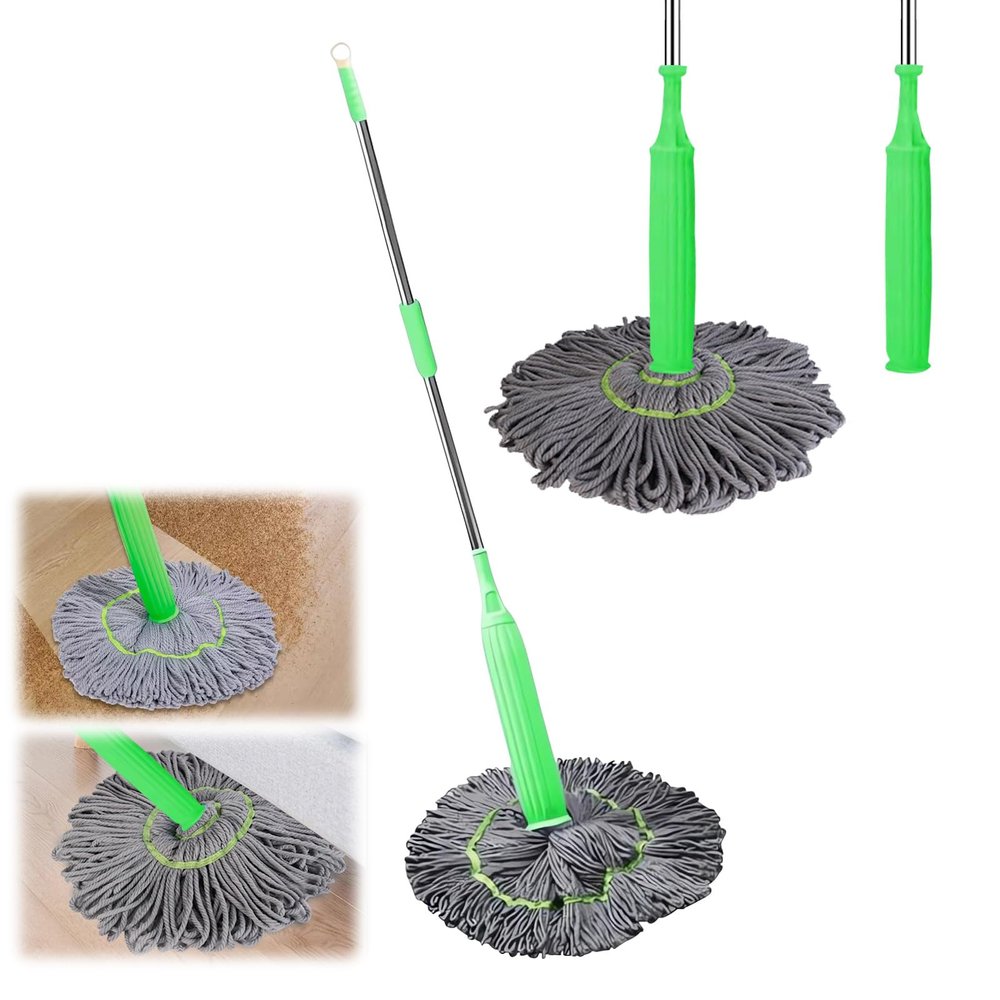 2-in-1 dehydration mop, floor mop for floor cleaning, 360 rotation, adjustable self-wringing mop, washable microfibre pads for cleaning surfaces, wooden floors