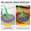 2-in-1 dehydration mop, floor mop for floor cleaning, 360 rotation, adjustable self-wringing mop, washable microfibre pads for cleaning surfaces, wooden floors view 2