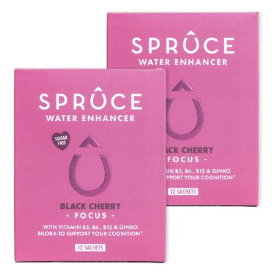 Sugar-Free, Low Calorie Water Enhancer With Ginkgo Biloba  Antioxidant Hydration Powder with Vitamins & Minerals Supports Cognition, Focus & Memory - Black Cherry, 24 Sachets