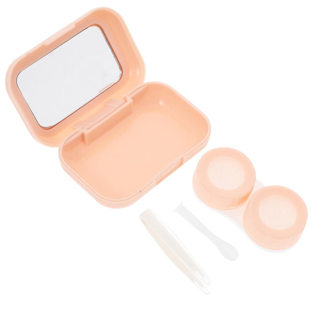 Hoement Cute Contacts Lens Case Removal Tool Travel Lens Holder Case Small Box Mirror for Women Men Boys and Girls