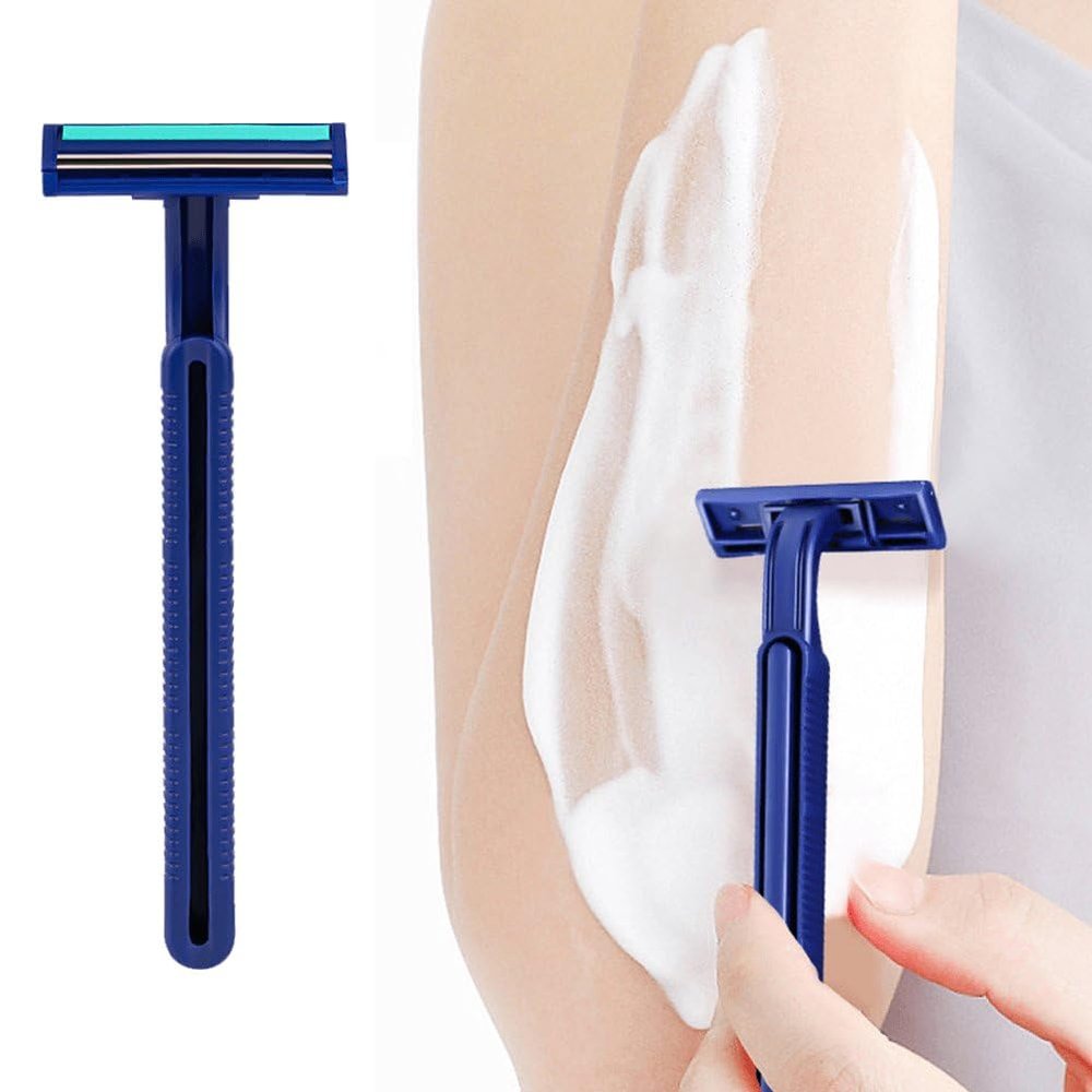 Muteitt Men's Razor, 10 Pcs Portable Manual Beard Trimmer Practical Travel Shaver with Long Handle Safety Razor for Home Hotel