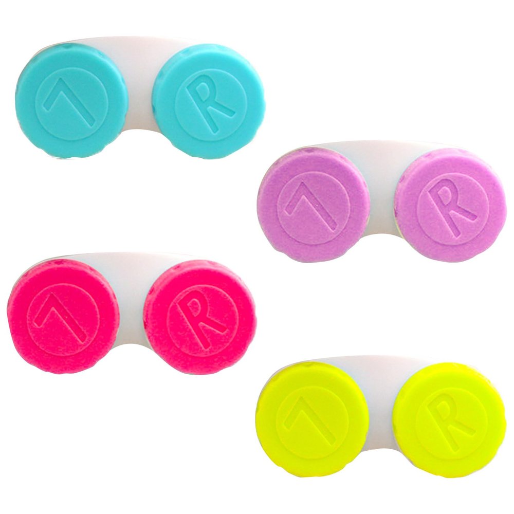 MYSUNBAR Pack of 4 Colourful Contact Lens Case, Contact Lens Container, Glasses Case, Portable, Leak-Proof Travel Contact Lens Case Set, multicoloured, Pocket organiser