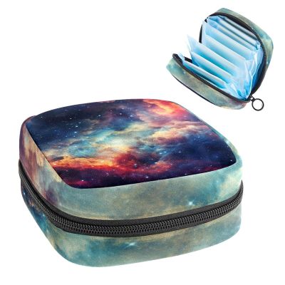 Period Bags for School, Sanitary Napkin Storage Purse, Zipper Menstrual Cup Pouch, Tampon Bags for Women Galaxy Universe Planet-1819