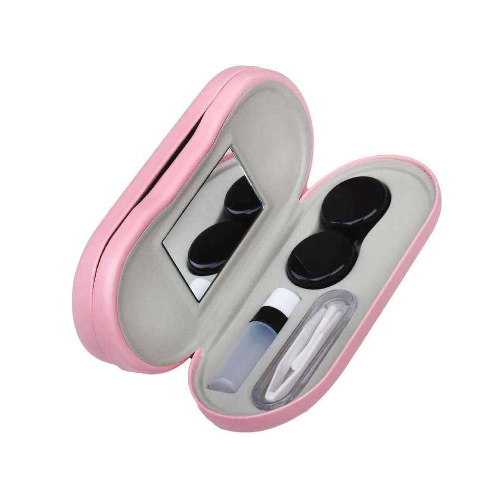 MYSUNBAR Hard Case Double-Sided Glasses Case and Contact Lens Case Glasses Case with Mirror Contact Lenses Travel Set, multicoloured, Pocket organiser