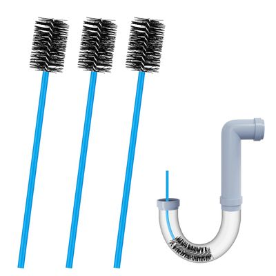 3pcs Premium Nylon PVC Drain Brushes - Flexible Pipe Cleaner with Soft Brush Head, Easily Cleans Dirt, Keeps Condensate Traps Clean