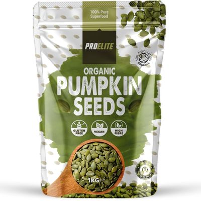 Organic Pumpkin Seeds 1kg - Naturally Gluten Free and Vegan Approved Raw Pumpkin Seed Kernels AA Raw Highest Grade Seed UnRoasted UnSalted by PROELITE