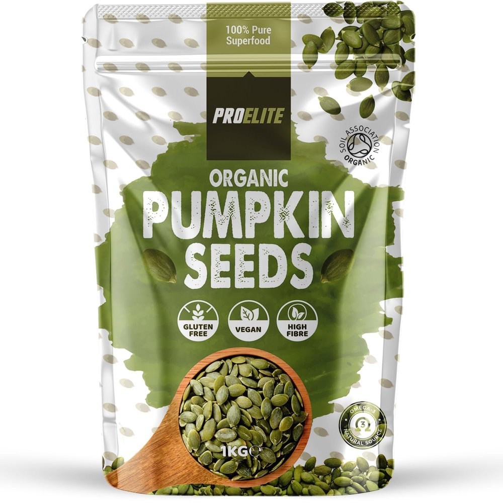 Organic Pumpkin Seeds 1kg - Naturally Gluten Free and Vegan Approved Raw Pumpkin Seed Kernels AA Raw Highest Grade Seed UnRoasted UnSalted by PROELITE