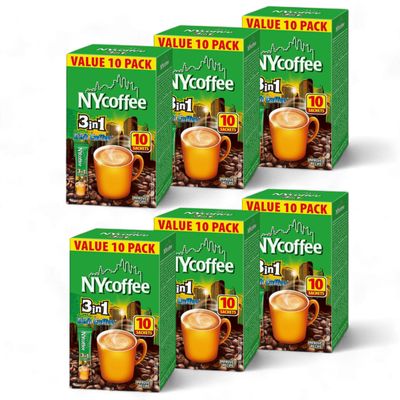 6 Pack x 10 Sachets NY Coffee 3-in-1 Irish Coffee Drink (Total 60 Sachets) - A perfect blend of coffee, creamer, and sugar