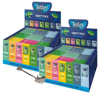 2x90 Specialty Variety Pack String & Tag Tea Envelopes in Display Box (180 tea bags) vs Gift Spoon Included