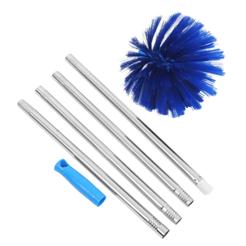 SOLUSTRE Spider Web Cleaner 1.64m Extendable Stainless Steel Pole, Lightweight Cobweb Duster for Indoor Outdoor High Ceiling Cleaning, Ceiling Fan Dusting Brush Random Handle and Accessories