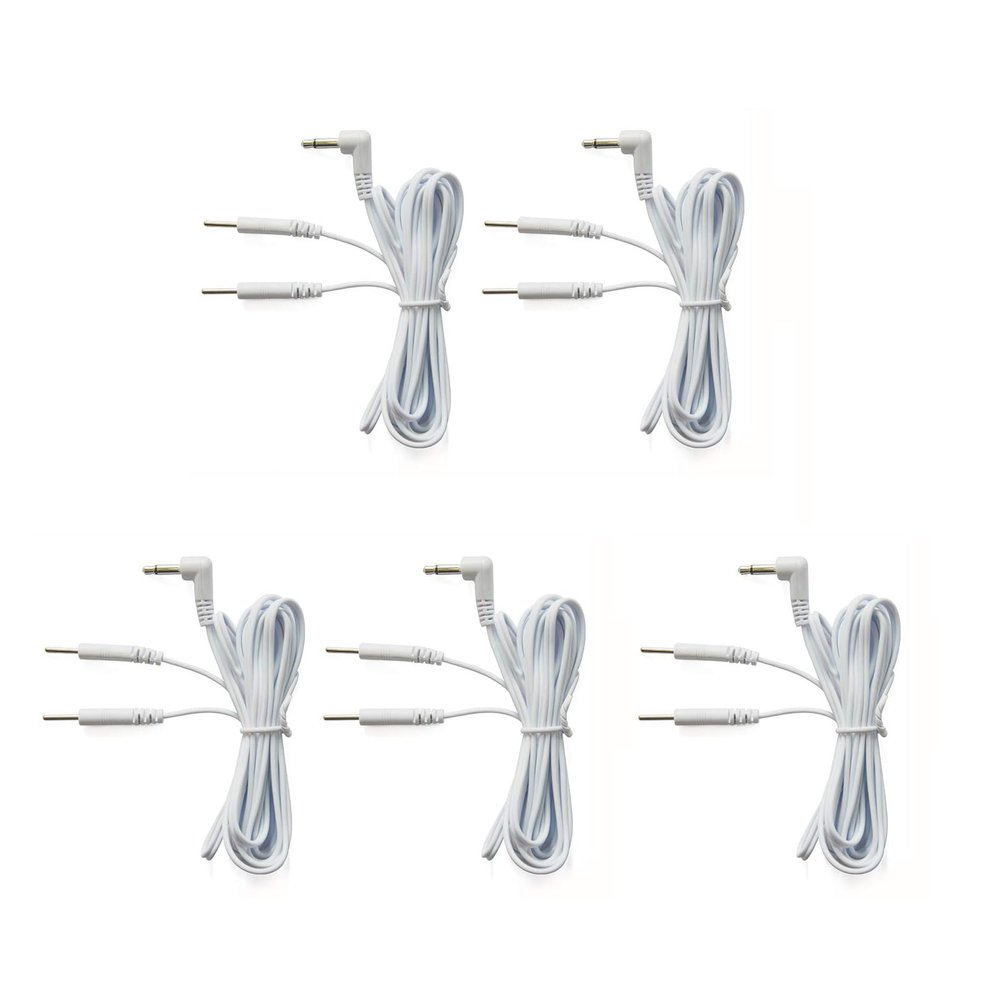1 or 2 Set, TENS Electrode Wires, Dual Channel Tens Leads with 2mm Pin Connectors 3.5mm Jack Connector, TENS Unit Replacement Cables (5)